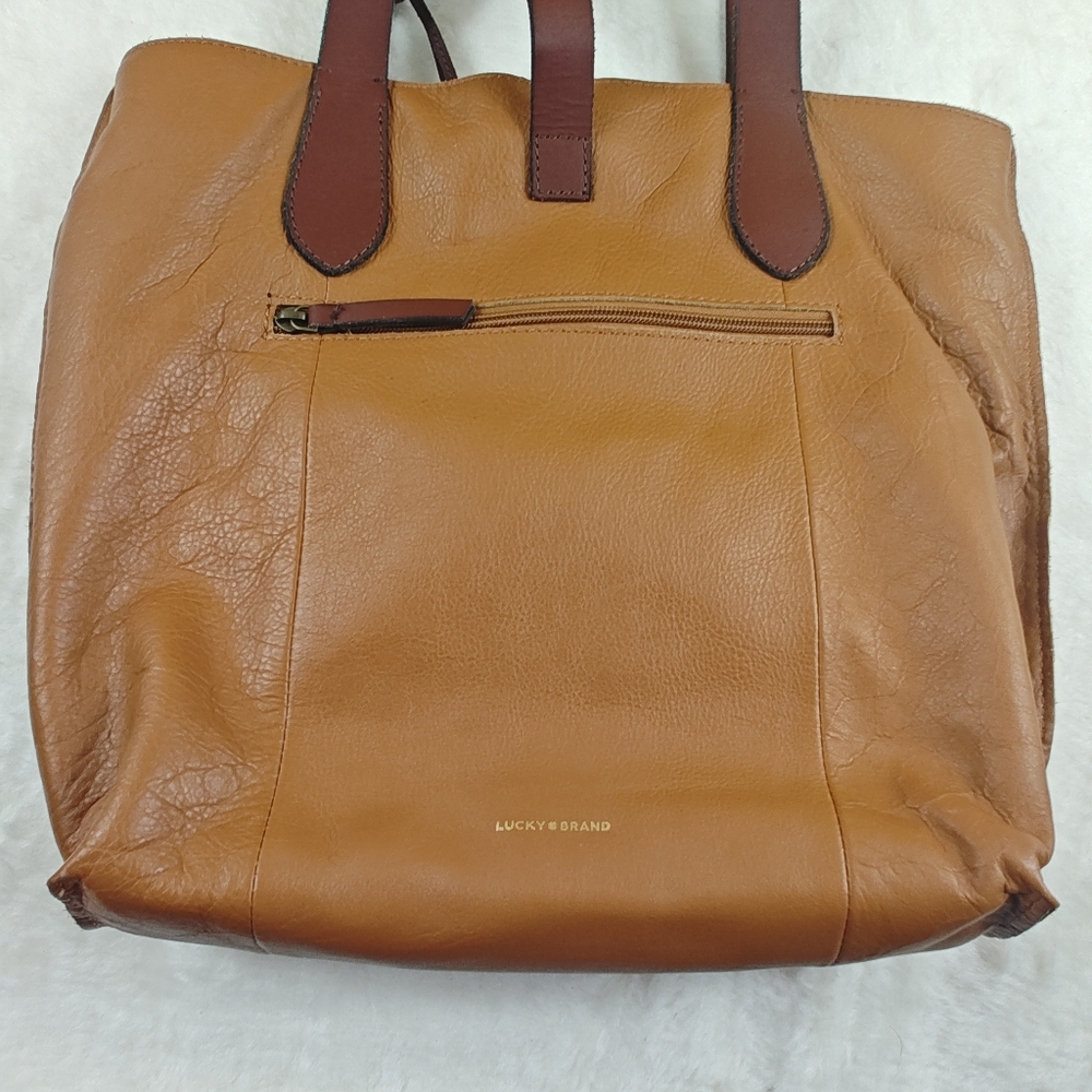 Lucky Brand Large Brown Genuine Leather Tote - Picture 7 of 10